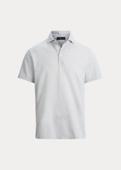 Polos Ralph Lauren Hombre Grises Claro / Blancos - Custom Slim Performance - GKAIL7136